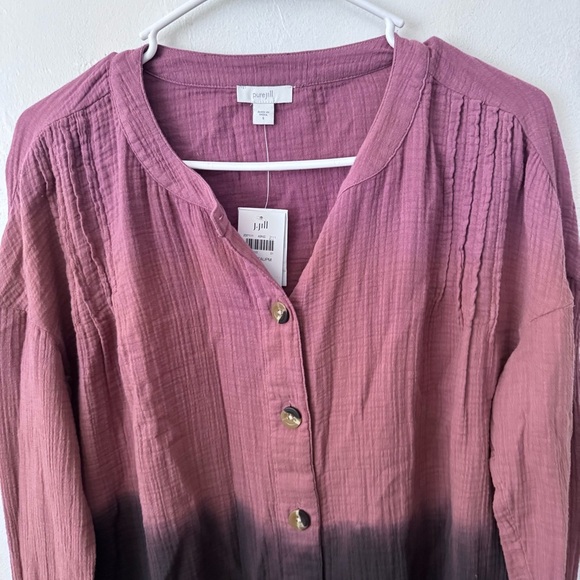 NWT J. Jill 100% cotton rose/navy boho long sleeve Size Small - Picture 2 of 7